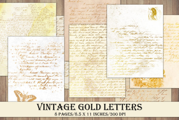 Download Printable Vintage Style Gold Letters - Vintage style Collection