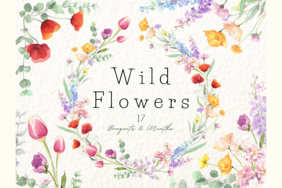 Download Watercolor Wildflower Bouquets &amp; Wreaths - Bouquets Collection