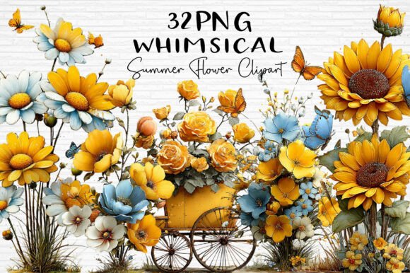 Download Whimsical Summer Flower Clipart PNG - Flower clipart Collection