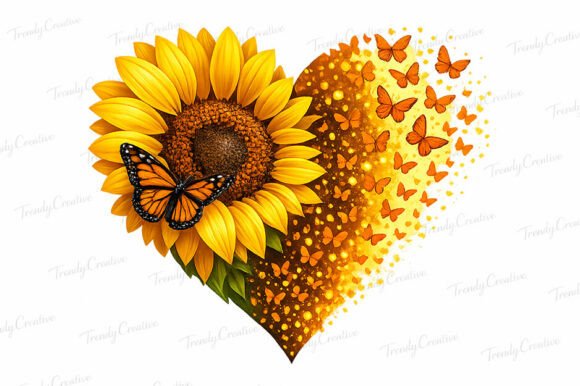 Download Sunflower Heart Butterfly Rustic PNG Art - Rustic Collection