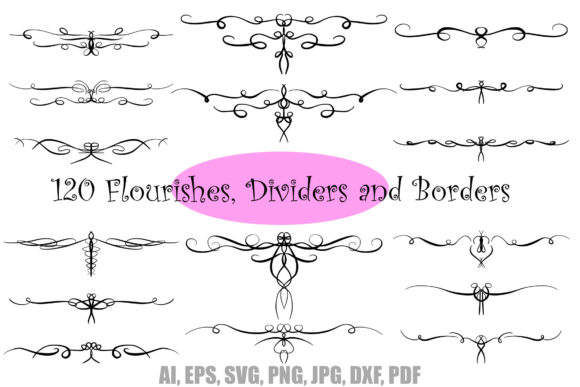 Download 120 Swirl Borders Separator Dividers - Borders Collection